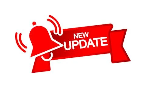 New update with notification bell icon flat for bussines, website, poster of  Stock Illustration