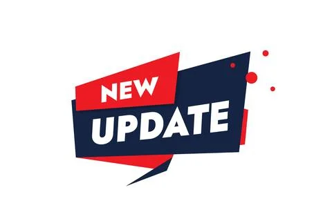 New Update Red Banner Flat Vector Badge for UI and Web Design Stock Illustration