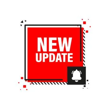New update red label on white background. Red banner. Vector illustration. Illustrazione stock