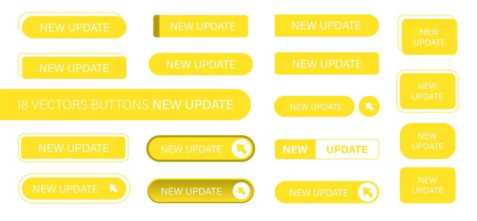 The new update is a set of simple modern buttons. Push button for an application Stockillustratie