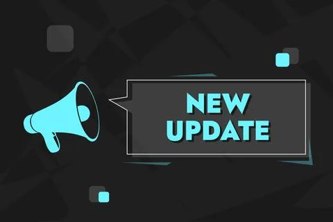New update vector abstract banner with blue bright megaphone and lines Stock Illustration