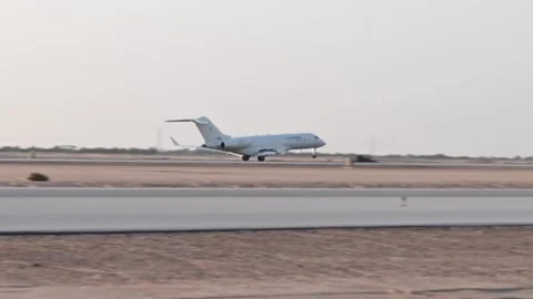 New U.S. Air Force E-11A BACN aircraft landing at Prince Sultan Air Base, Saudi  Stock-Footage 228947296
