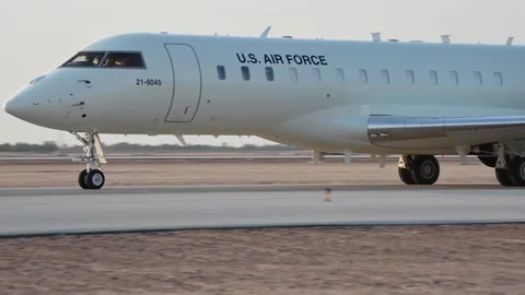 New U.S. Air Force E-11A BACN aircraft taxiing  Stock Footage 228947379