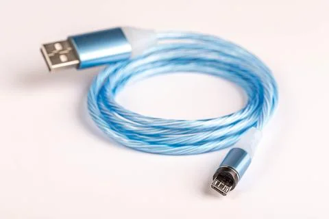 New USB cable on white background Stock Photos