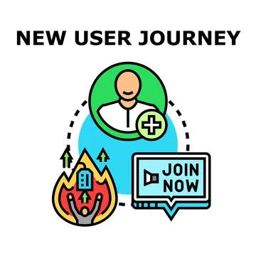 New user journey onboarding process concept developing Ilustração Stock