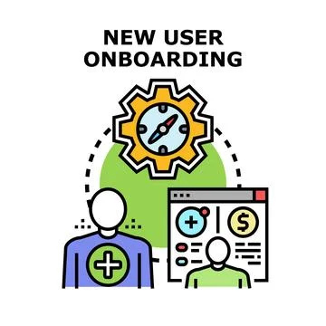 New user onboarding process for business services Stock Illustration