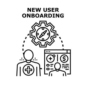 New user onboarding process for business services Stock Illustration