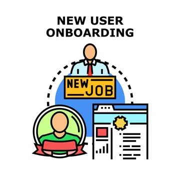 New user onboarding process for job integration and support Stock Illustration