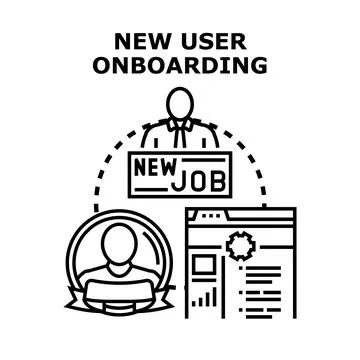New user onboarding process for job integration and support Stock Illustration