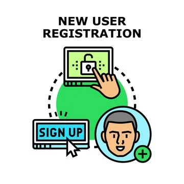 New user registration account creating process Stock Illustration