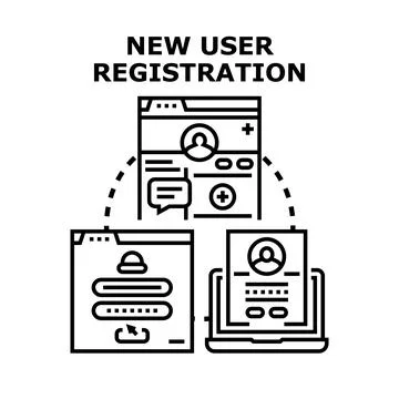 New user registration account creating process digital Stock Illustration