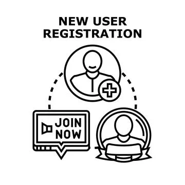 New user registration concept creating online account Stock Illustration