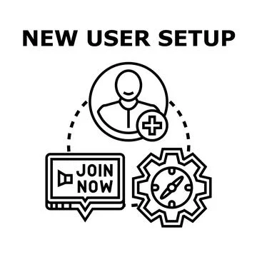 New user setup process joining online service Stock Illustration