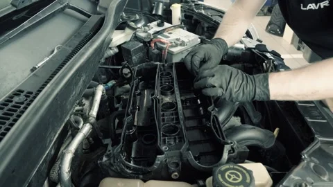 New valve cover gasket Stock Footage