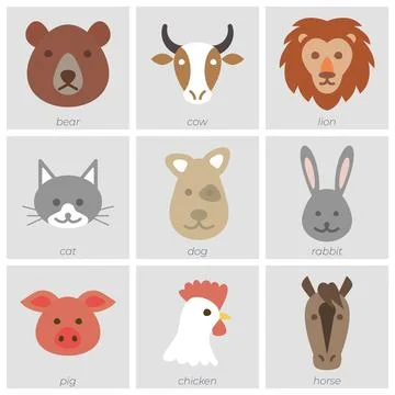 New vector set of funny animals. Stock Illustration