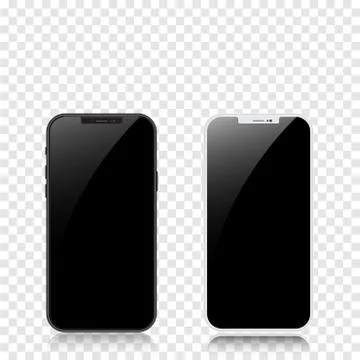 New version of black and white slim smartphone similar to with blank white sc Stock Illustration