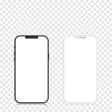 New version of black and white slim smartphone similar to with blank white sc Stock Illustration