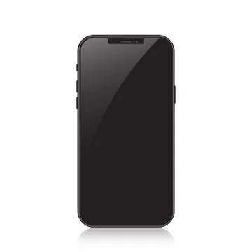 New version of black slim smartphone similar to with blank white screen. Real Stock Illustration