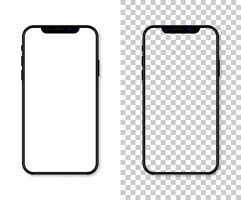 New version of black slim smartphone with blank white screen. Realistic vecto Stock Illustration