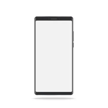 New version of black slim smartphone similar to with blank white screen. Real Stock Illustration