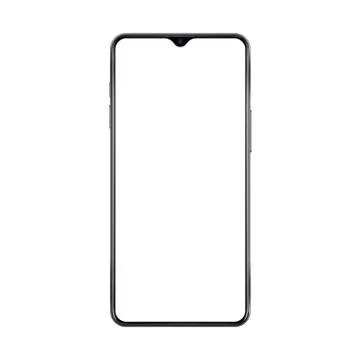 New version of black thin frame smartphone with small face camera and blank Stock Illustration