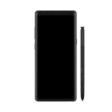 New version of modern vector note smartphone with full black screen. Frameless Stock Illustration