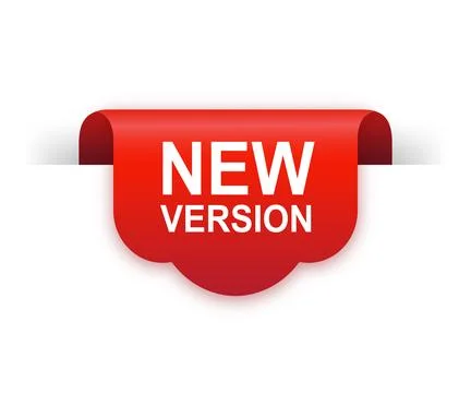 New version red ribbon isolated on white background. Red label, banner for any 库存插图