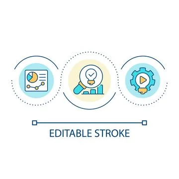 New video ideas research loop concept icon Stock Illustration