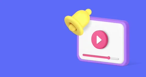 New video playing vlog subscribe reminder push notification 3d icon animation Video stock 292787282