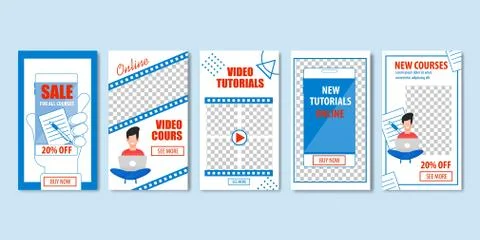 New Video Tutorials Online, New Courses Sale. Illustrazione stock