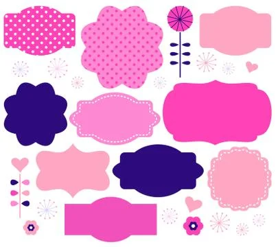 New! Vintage labels, pink Stock Illustration