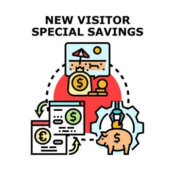 New visitor special savings program and discount offers 库存插图