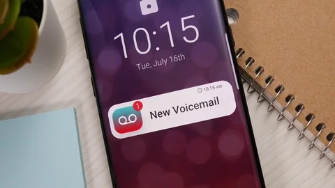New Voicemail Notification on a Smartphone Screen Stock Footage 122016379