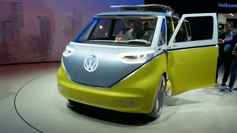 New Volkswagen Bully prototype at IAA auto show. Stock Footage 80160868