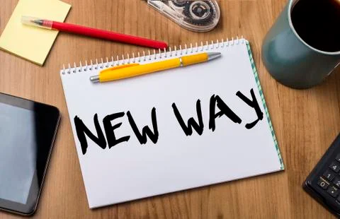 NEW WAY - Note Pad With Text On Wooden Table Foto stock