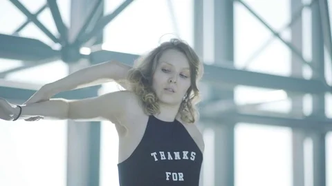 New way vogue - flexing. Young slender woman dances vogue alone Stock Footage