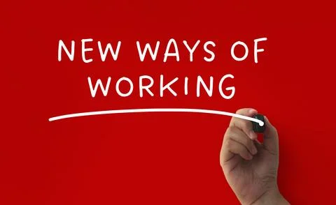 New ways of working text on red cover background. Stock Photos