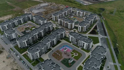 New well equipped microdistrict with low rise buildings Stock-Footage 93581849
