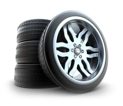 New Wheels Set isolated on white Stock Illustration