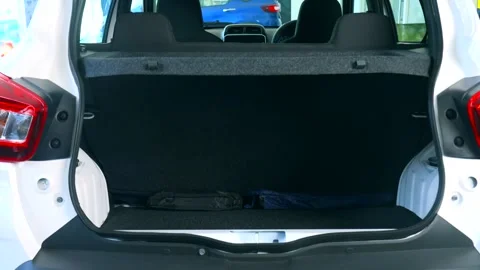New white car boot space Stock Footage 266410523