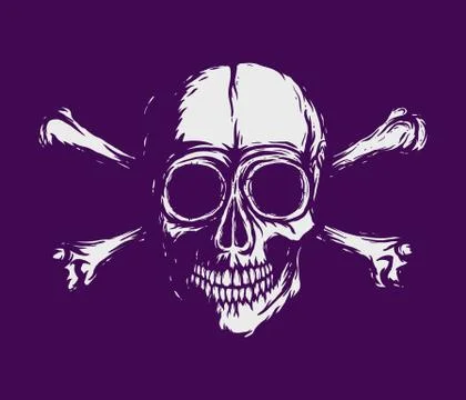 New white Skull with bones - 2019 Stock Illustration