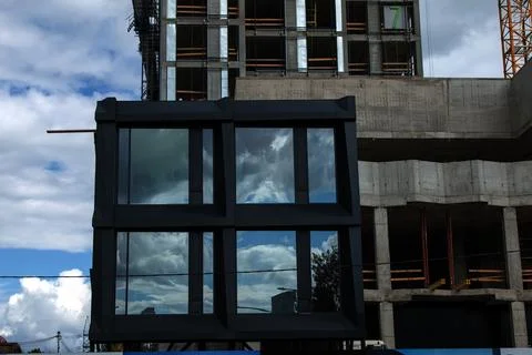 New window at the construction site Stock Photos