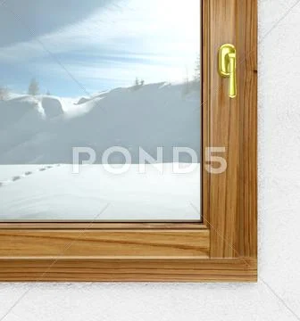New window from inside in winter Stock Illustration