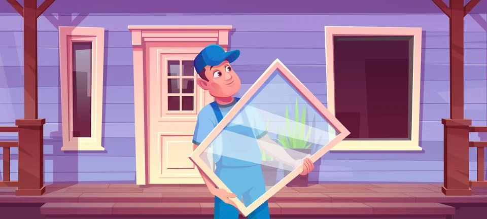 New window install, renovation vector illustration Stock Illustration