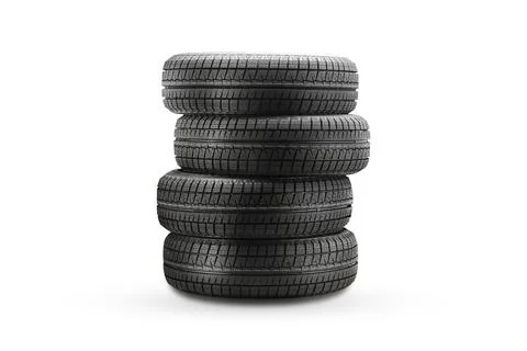 New winter tires, a stack of isolate on a white background Foto stock