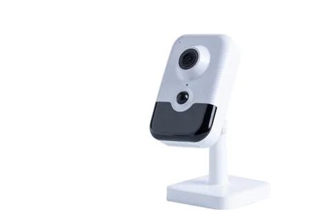 New wireless security camera isolated on white background.Remote access Stock Photos