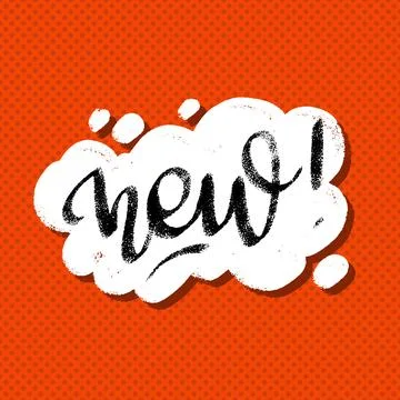 New word in speech bubble hand lettering design template. Typography vector b Stock Illustration