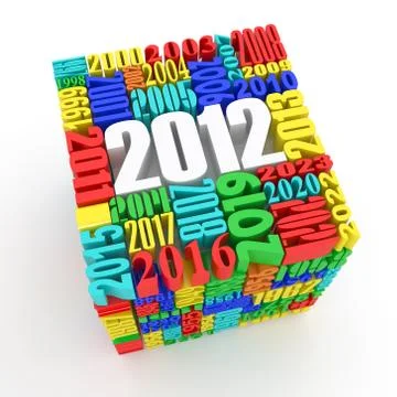 New year 2012. cube consisting of the numbers. 3d イラスト素材