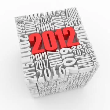 New year 2012. cube consisting of the numbers. 3d Illustrazione stock