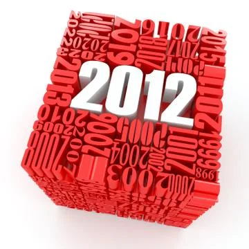 New year 2012. cube consisting of the numbers. 3d Stock-Illustration